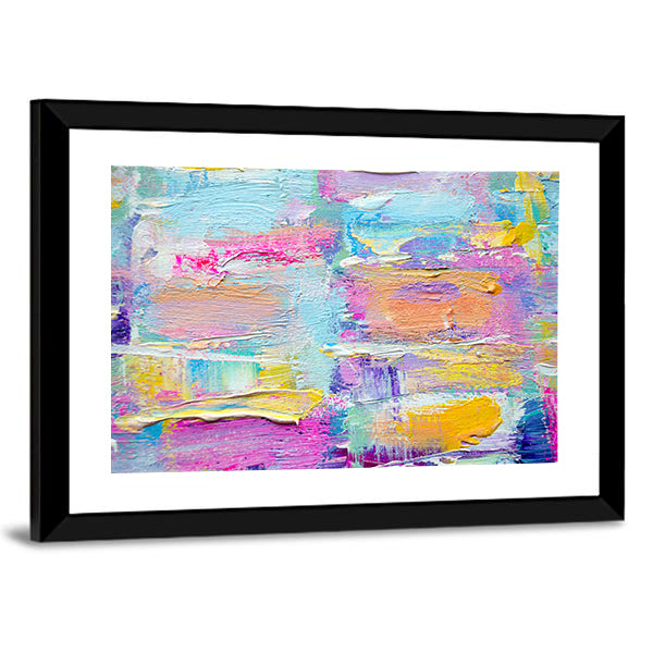 Layered Brushstrokes in Blue and Pink Canvas Wall Art