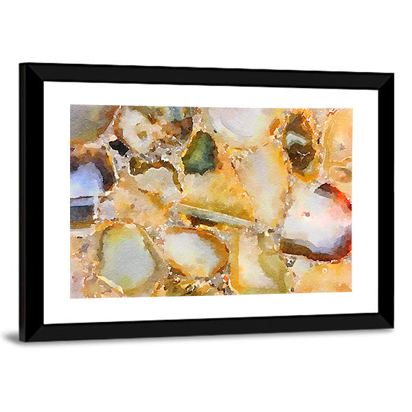 Watercolor Agate Gemstone Mosaic Canvas Wall Art