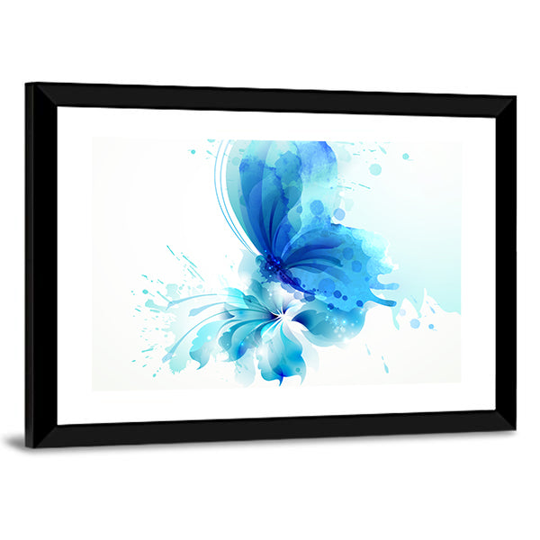 Translucent Blue Butterfly Abstract Canvas Wall Art