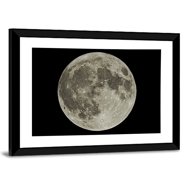 The Hunter's Supermoon Canvas Wall Art in black, white and gray, framed print, product view on a white background