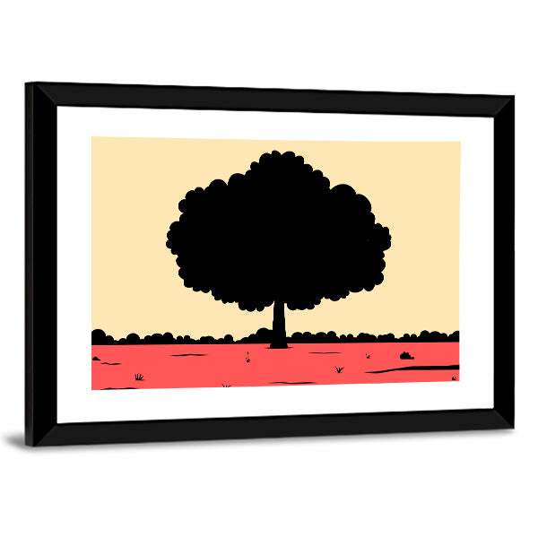 Silhouette Of Tree Canvas Wall Art
