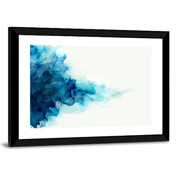Blue Watercolor Ink Blot Canvas Wall Art