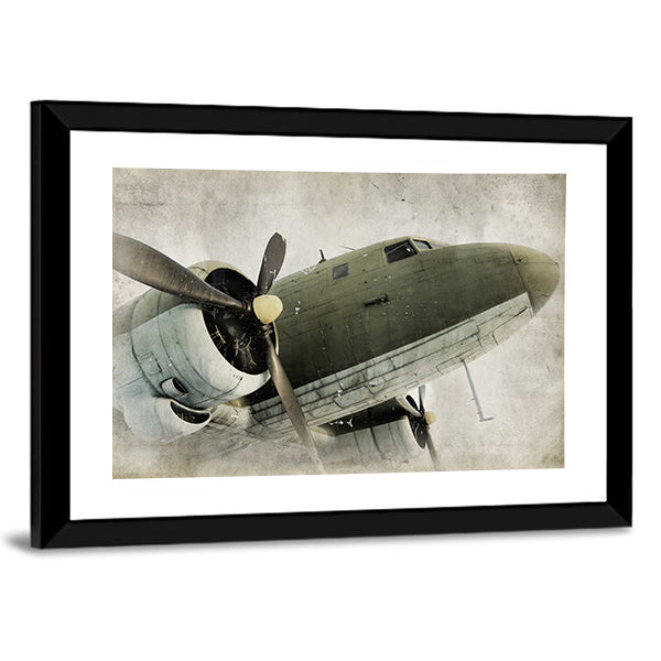 Old Propeller Airplane Canvas Wall Art