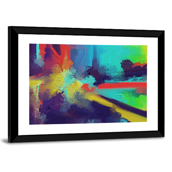 Expressionist Color Burst with Yellow-white Highlight Canvas Wall Art