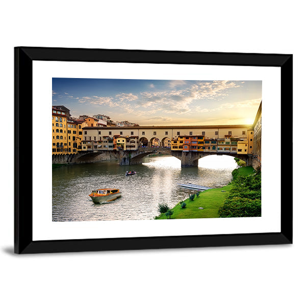 Ponte Vecchio In Florence At Sunset In Italy Canvas Wall Art