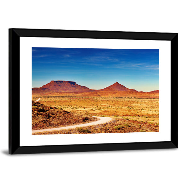 Winding Desert Road to Distant Peaks Canvas Wall Art