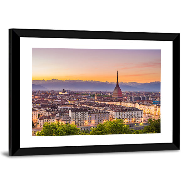 Torino Cityscape In Turin Italy Canvas Wall Art