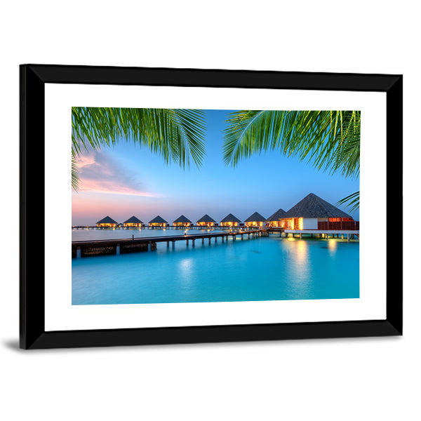 Water Villas on Maldives Resort Canvas Wall Art