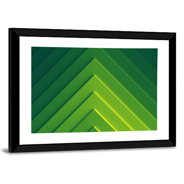 Layered Green Geometric Chevron Abstract Canvas Wall Art