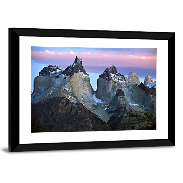 Torres Del Paine Mountain Peaks at Sunrise Canvas Wall Art