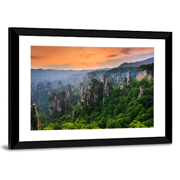 Zhangjiajie National Forest Park At Sunset In China Canvas Wall Art