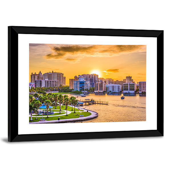 Sarasota Downtown Skyline at Golden Hour Canvas Wall Art