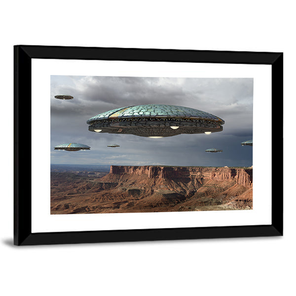 Alien Fleet Over the Grand Canyon Canvas Wall Art