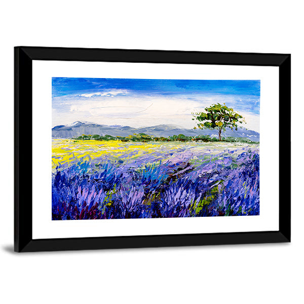Lavender Field with Lone Tree Canvas Wall Art