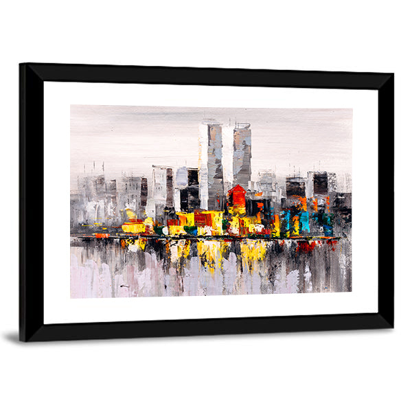Abstract New York City Skyline with Reflection Canvas Wall Art