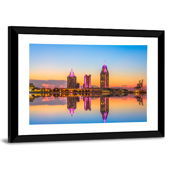 Alabama Downtown Skyline at Dusk Canvas Wall Art