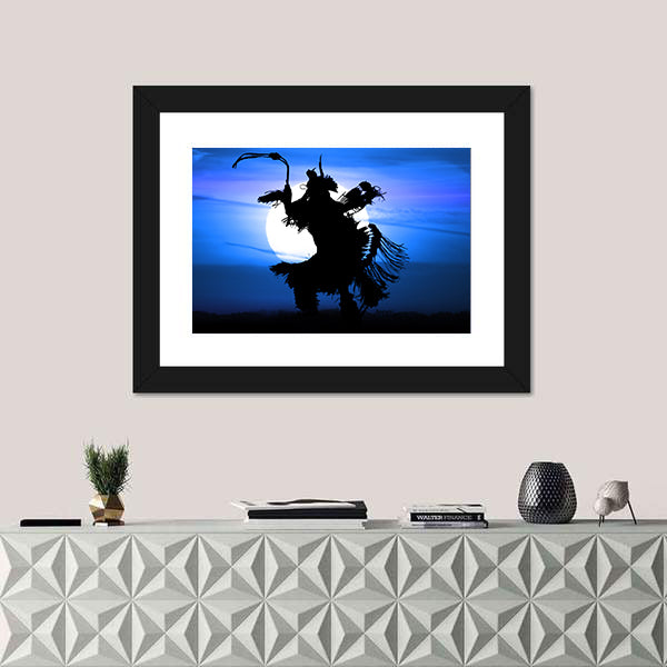Native American Dancer Silhouette Canvas Wall Art