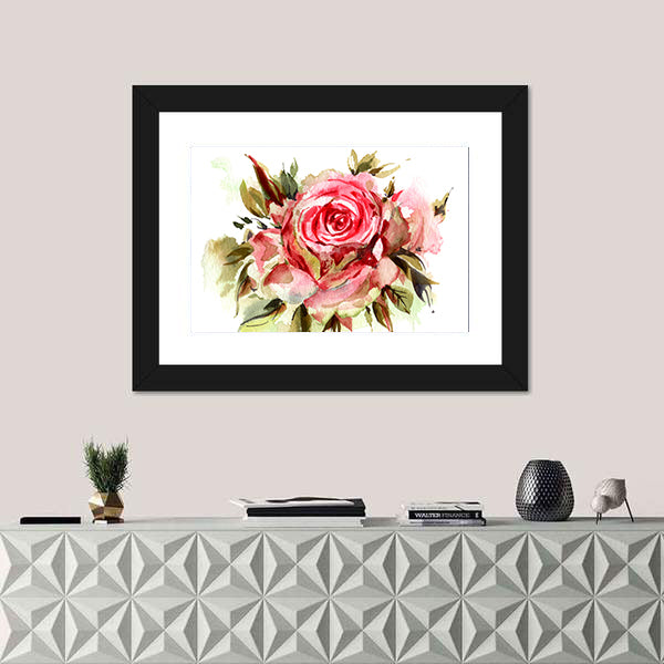 Red Watercolor Roses Canvas Wall Art