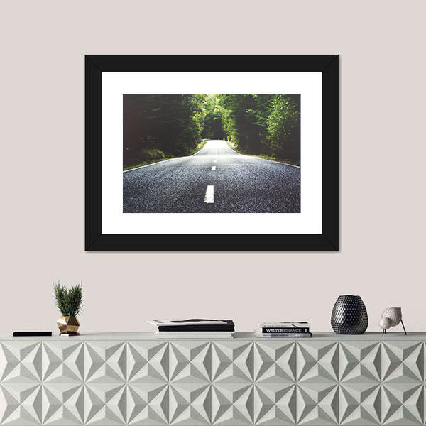 Summer Country Road Through Forest Canvas Wall Art