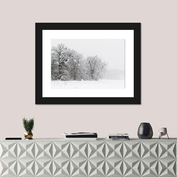 Minimalist Snowy Trees Canvas Wall Art