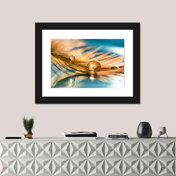 Golden Feather Of A Bird Abstract Canvas Wall Art