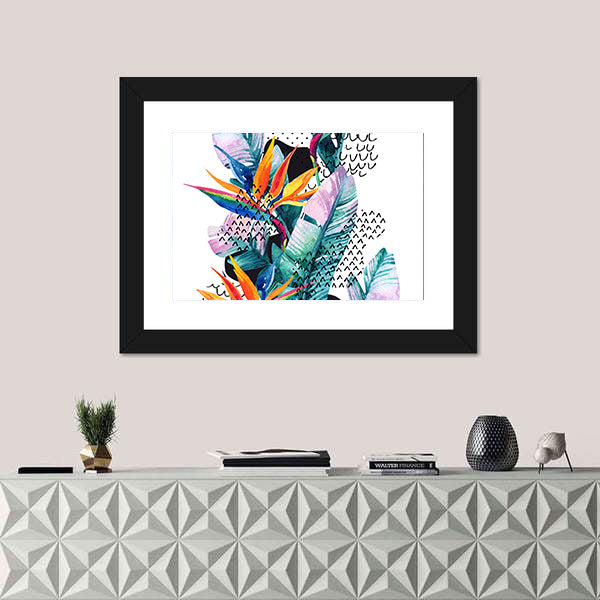 Tropical Watercolor Paradise Flowers Canvas Wall Art