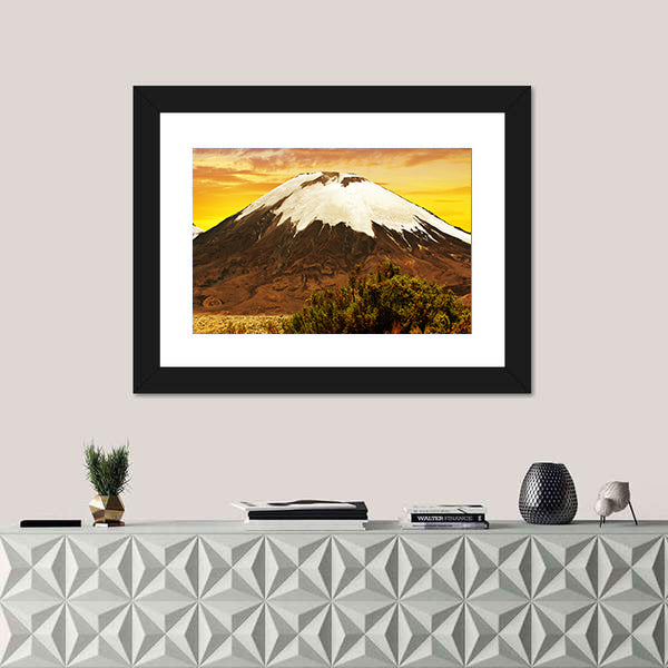 Volcano Parinacota At Sunset In Chile Canvas Wall Art