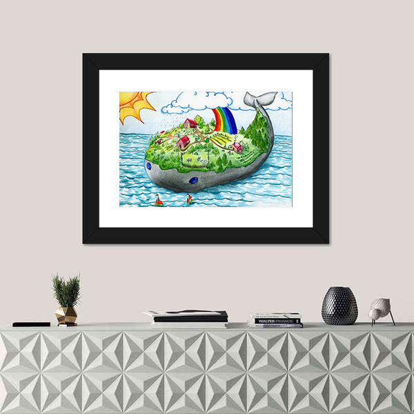 Fairy Tale Whale Island Canvas Wall Art