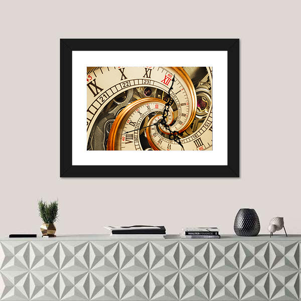 Surreal Antique Old Clock Abstract Canvas Wall Art