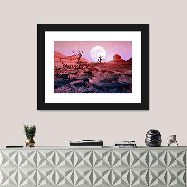 Lonely Dry Trees In Desert Canvas Wall Art