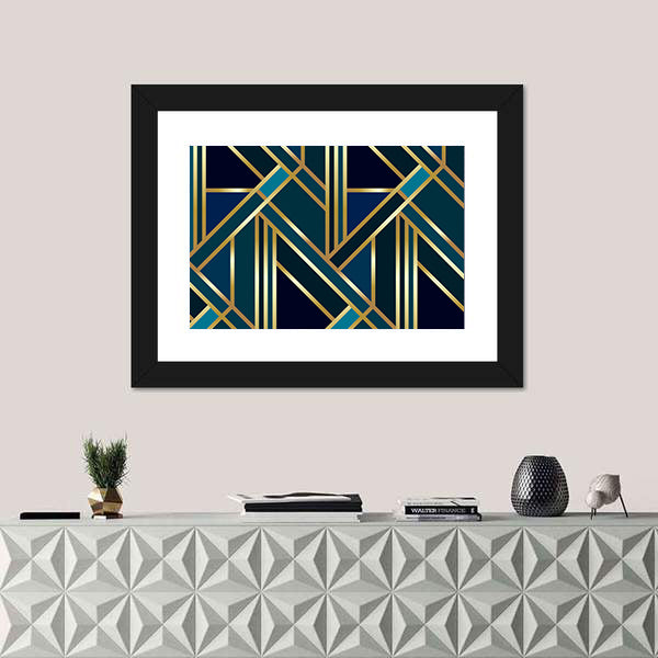 Golden Geometric Pattern Canvas Wall Art
