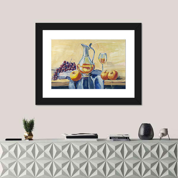 Classical Still Life with Pitcher and Fruit Canvas Wall Art