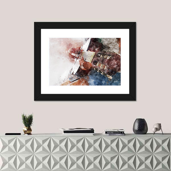 Watercolor Guitar Close-up Canvas Wall Art