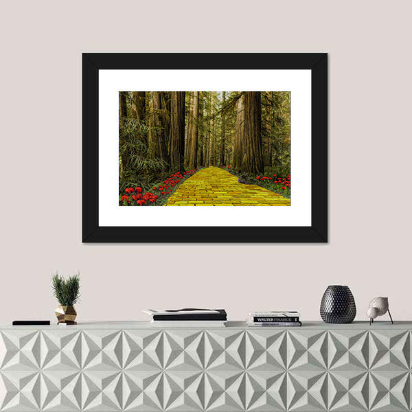 Yellow Brick Road Path In Garden Canvas Wall Art