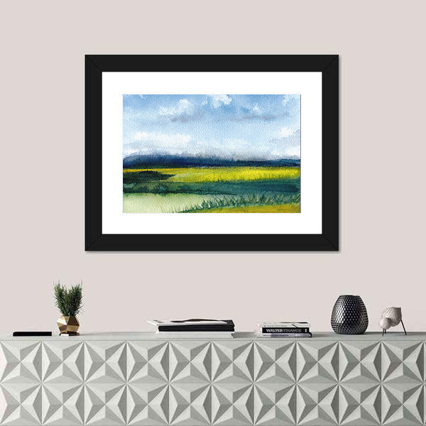 Hand-drawn Fields Watercolor Canvas Wall Art