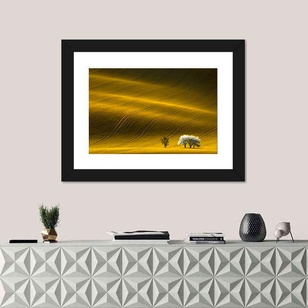 Spring Wavy Yellow Rapeseed Field Canvas Wall Art