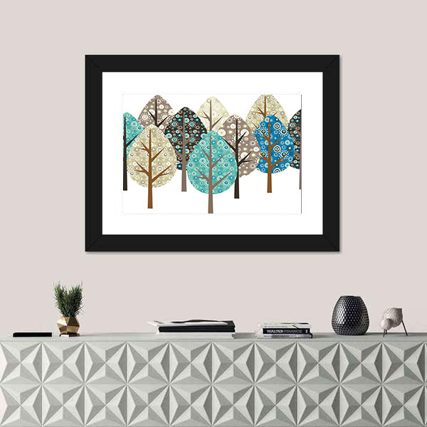 Autumn Patterned Trees Canvas Wall Art