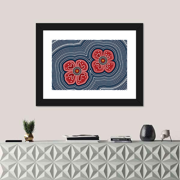 Dotted Red Poppy Flowers Canvas Wall Art