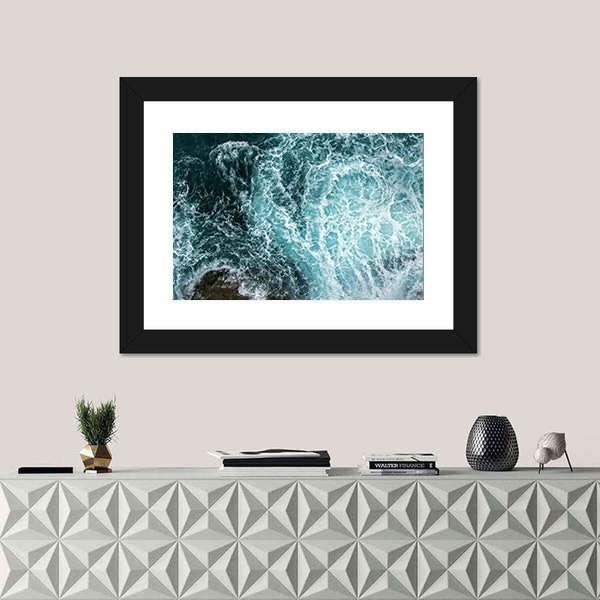 Waves In Blue Ocean Canvas Wall Art