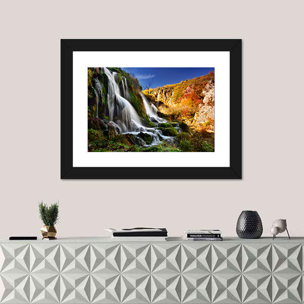 Waterfall In Plitvice Lakes National Park Canvas Wall Art