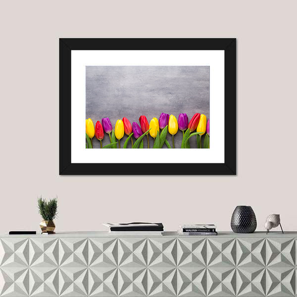 Multicolored Spring Flowers Tulips Canvas Wall Art