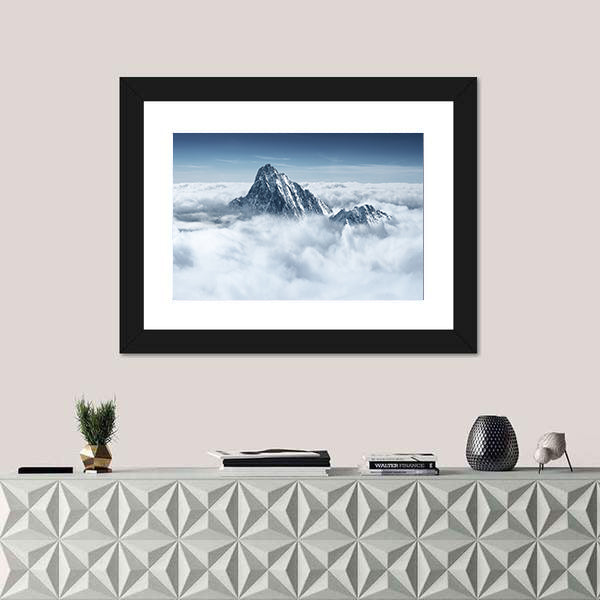 Alpine Mountain In The Clouds Canvas Wall Art