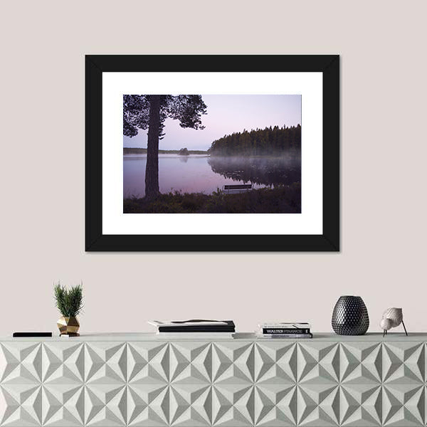 Misty Lake in Sweden Canvas Wall Art