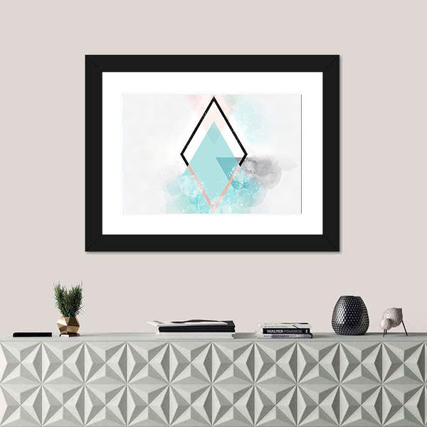 Scandinavian Teal Diamond Abstract Canvas Wall Art