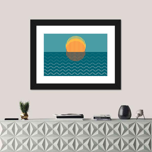 Minimalist Sunset Over Ocean Canvas Wall Art