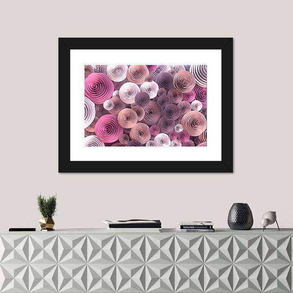Quilled Paper Roses Abstract Canvas Wall Art