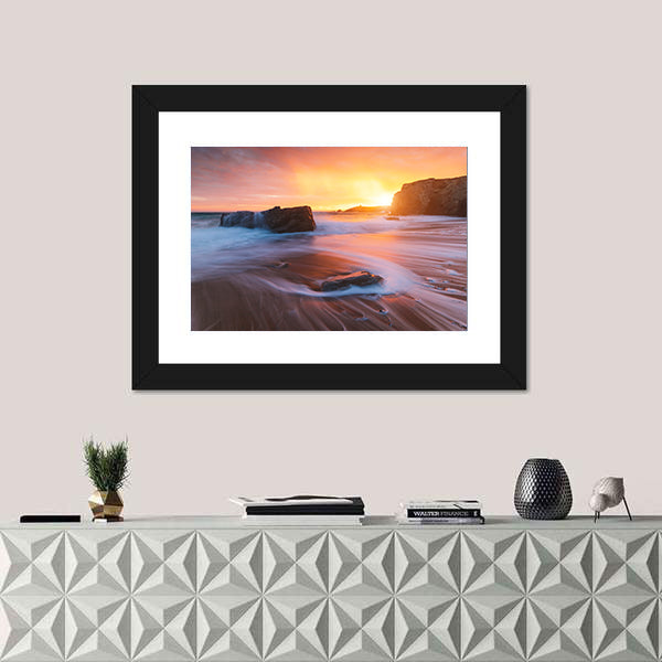 Quiberon Coastline at Sunset Canvas Wall Art