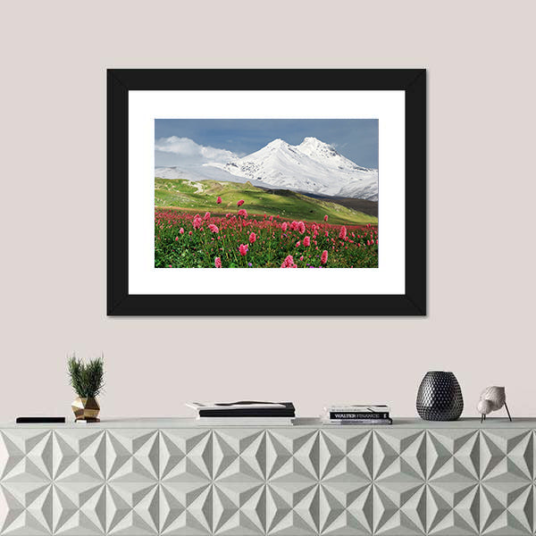 Blooming Flowers in Alpine Meadow Canvas Wall Art