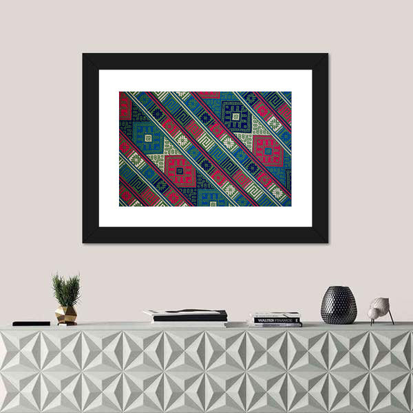 Texture Of Hand Woven Textile From Bhutan Canvas Wall Art
