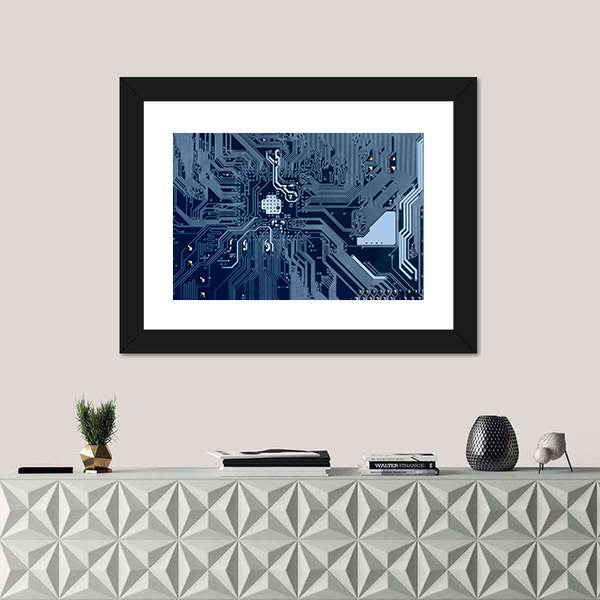 Blue Circuit Board Canvas Wall Art